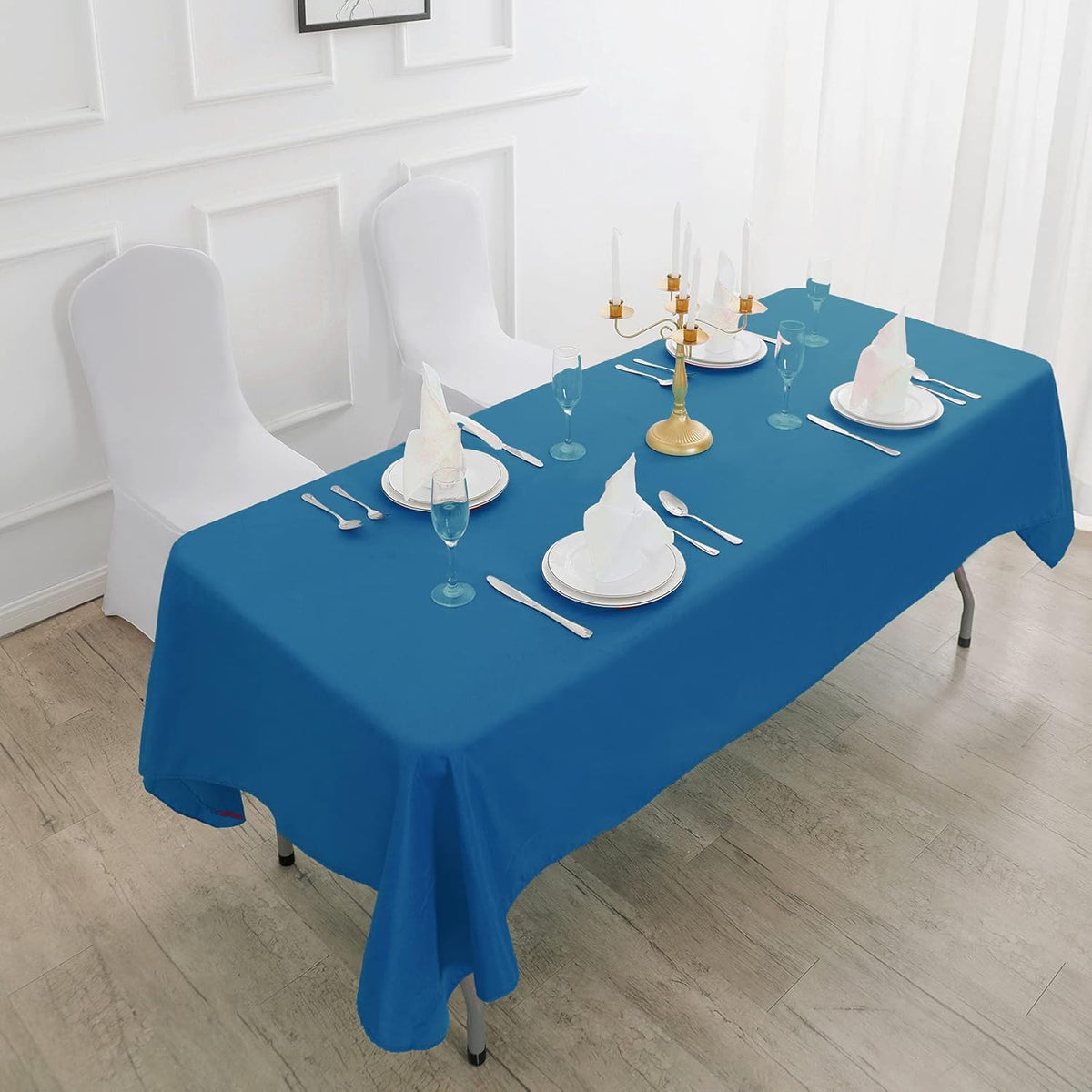 Rectangle Tablecloth 90x132 inch Washable Polyester Fabric Table Cloth for Wedding Party Dining