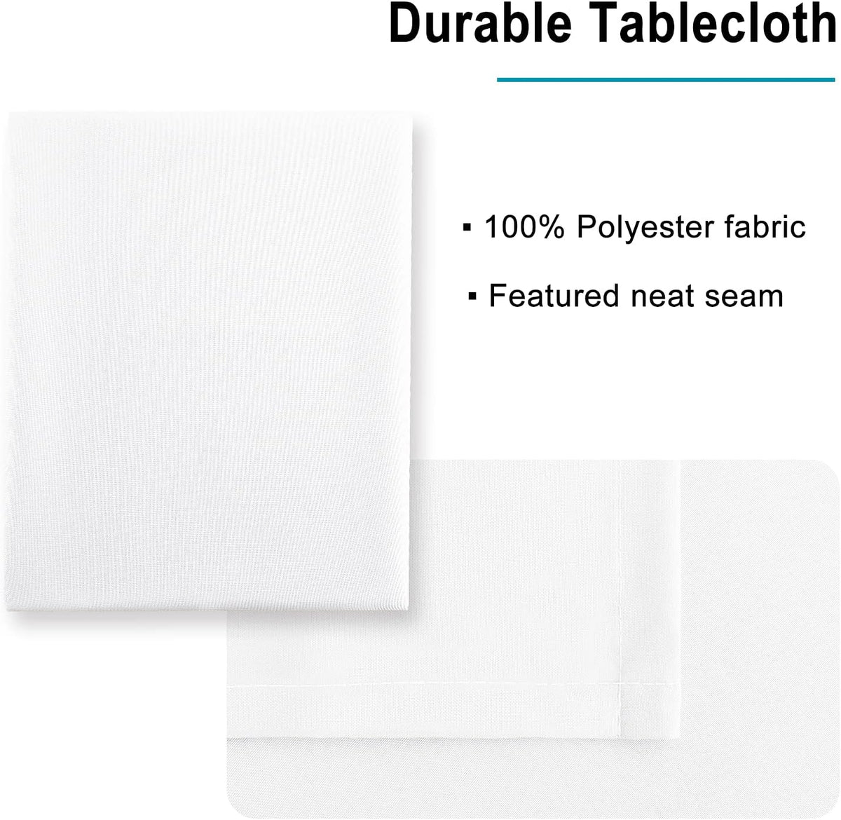 Hiasan White Square Tablecloth - Waterproof and Spillproof Restaurant Washable Polyester Table