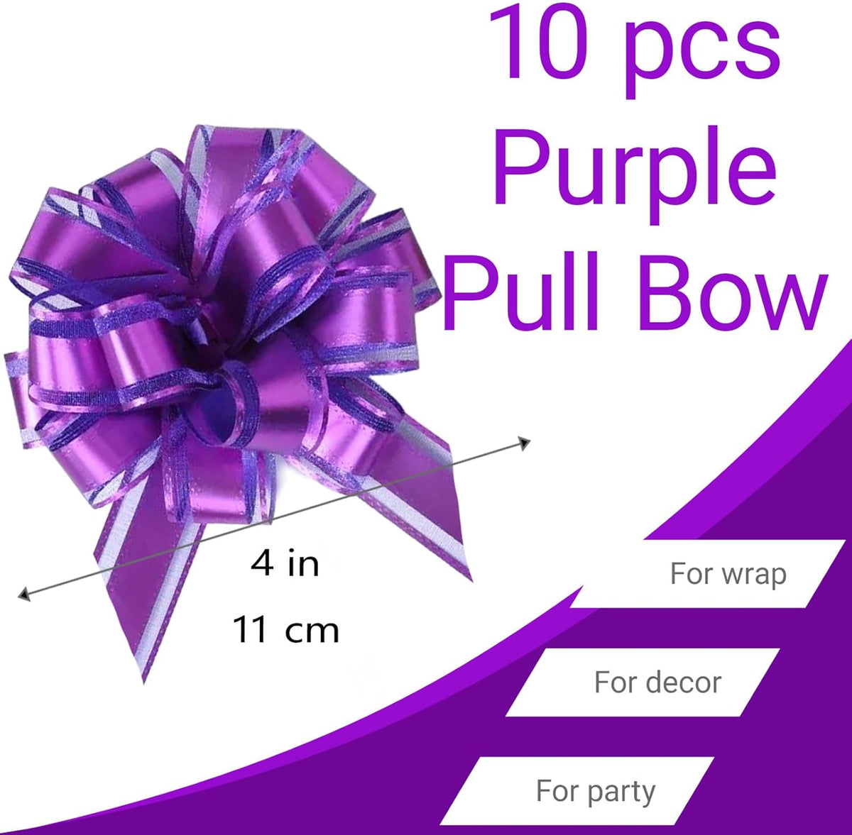 Small Pull Bows, 10 PCS 4 Inch Purple Gift Bows for Wrapping,Basket, Wedding,Birthday Party,Flower