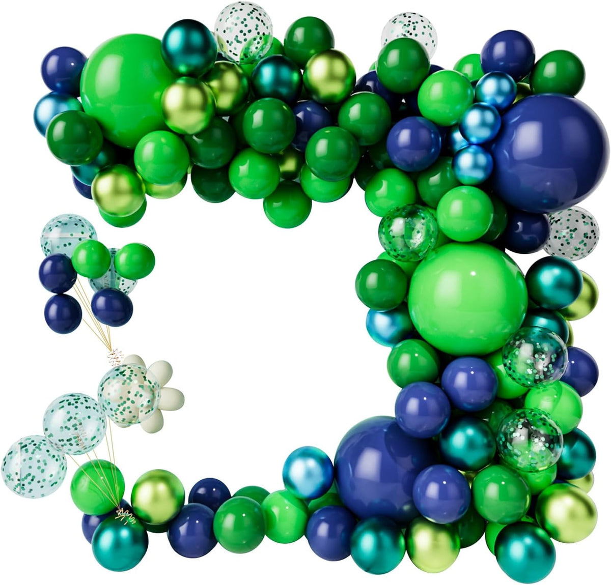 Green Dark Blue Balloon Garland Arch Kit, Dark Blue and Green Latex Balloons, Confetti Balloons for