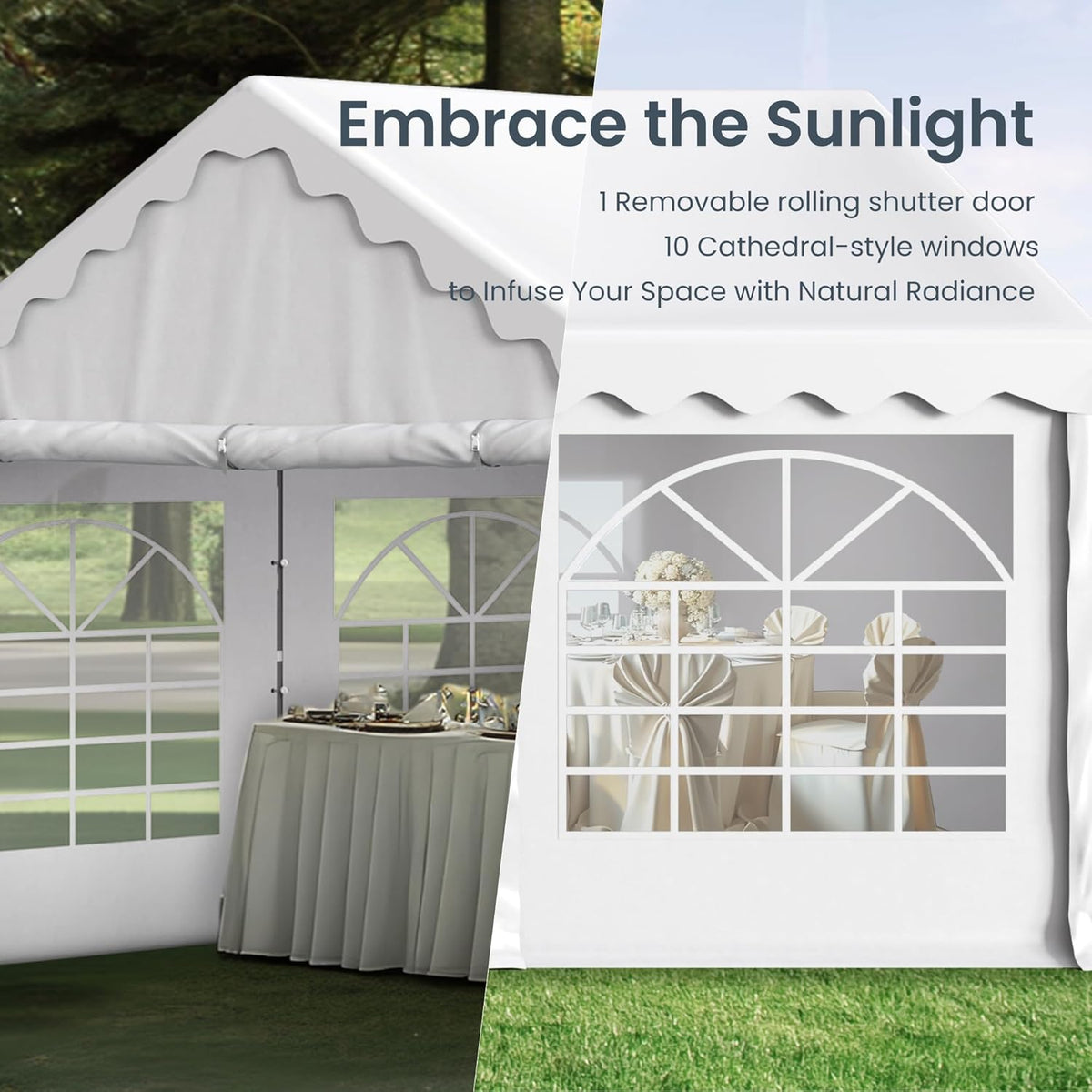PHI VILLA 32'x16' Outdoor Heavy Duty Party Tent Large Commercial Canopy Wedding Event Shelter