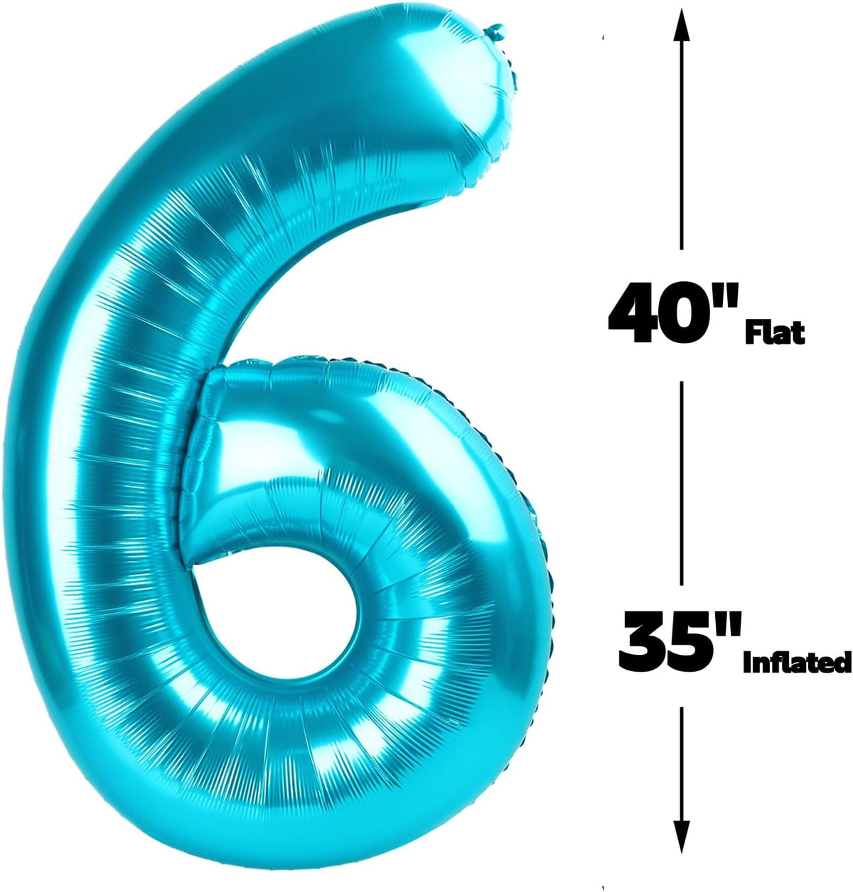 2026 Blue 40 Inch Mylar Foil Number 6 Balloon, Birthday Balloons for 6 16 Boy Girl Party