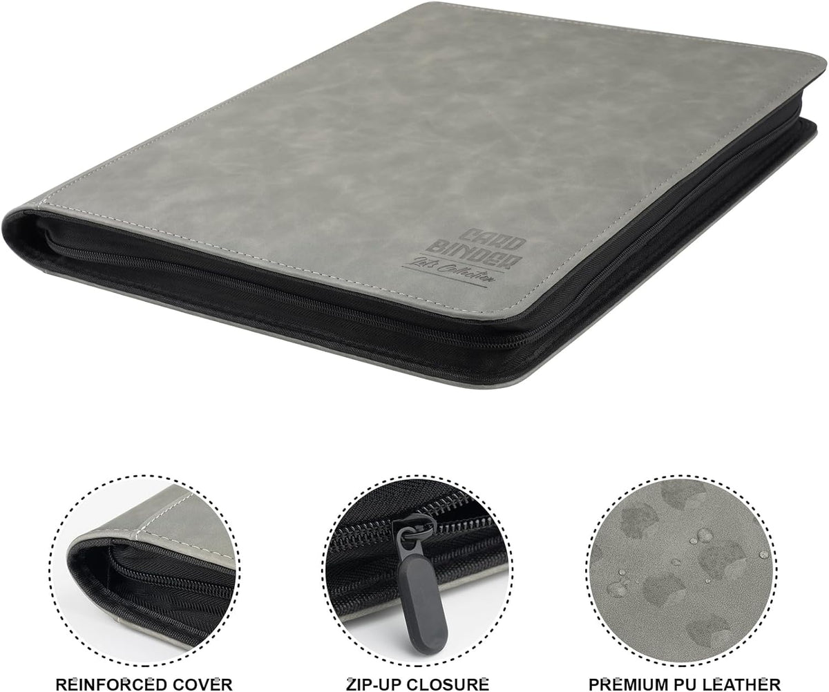 Toploader Binder with 9-Pocket Pages, Holds 288 "3×4" Rigid Toploader Hard Cases, Card Holder for