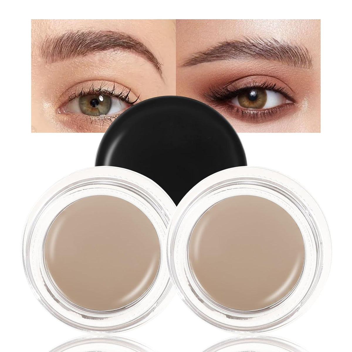Boobeen 2 Pcs Eyebrow Pomade Cream, Waterproof Brow Pomade Gel High Pigmented Long-lasting for
