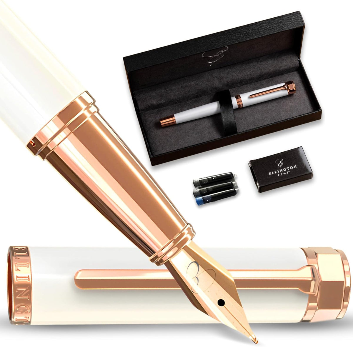 Ellington Pens Luxury Fountain Pen Set- Fountain Pens for Writing - Smooth Medium Nib - Includes