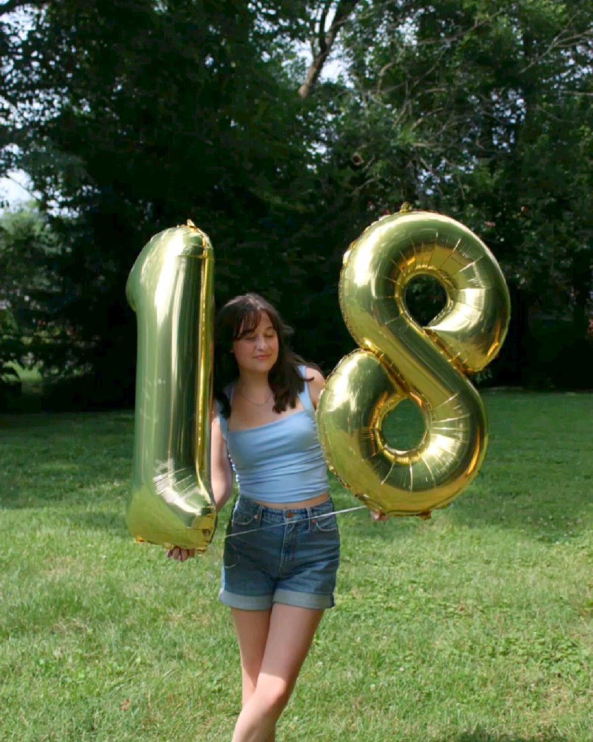 Helium Foil Light Gold Number 8 Balloon 40 Inch, Mylar Eight Numbers 8 18 28 38 48 58 80 88