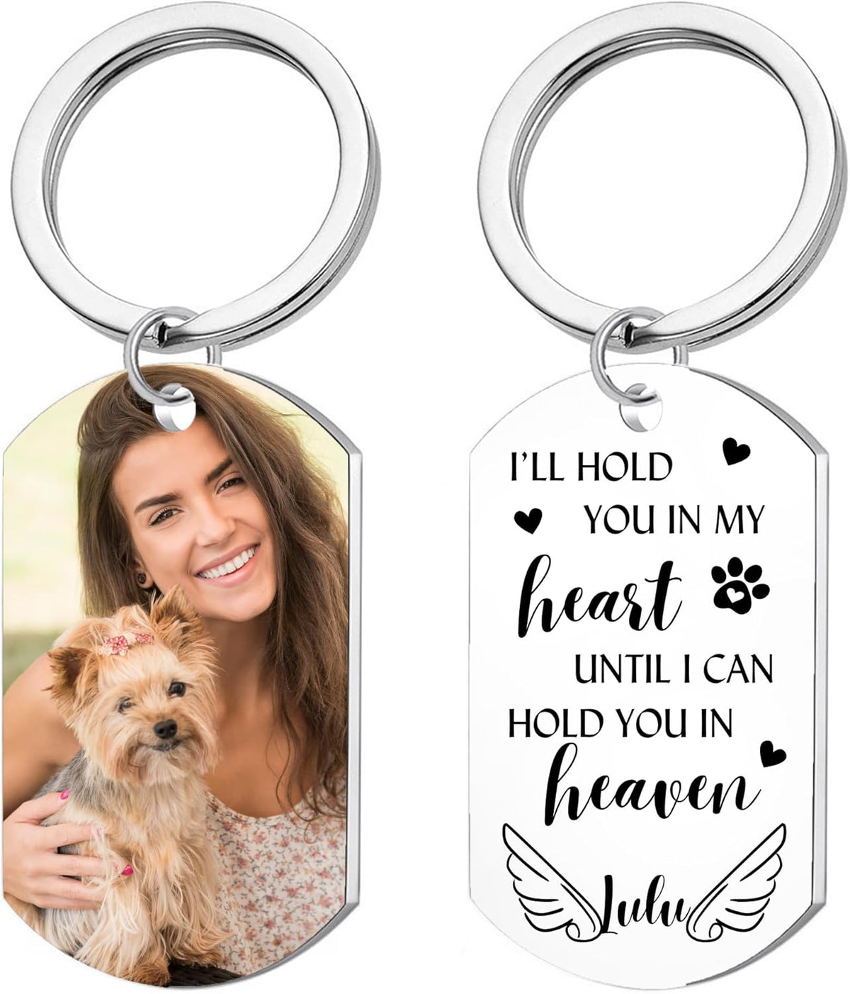 Personalized Pet Memorial Photo Keychain,Custom DogCat Remembrance Keychains with Picture Text,Loss