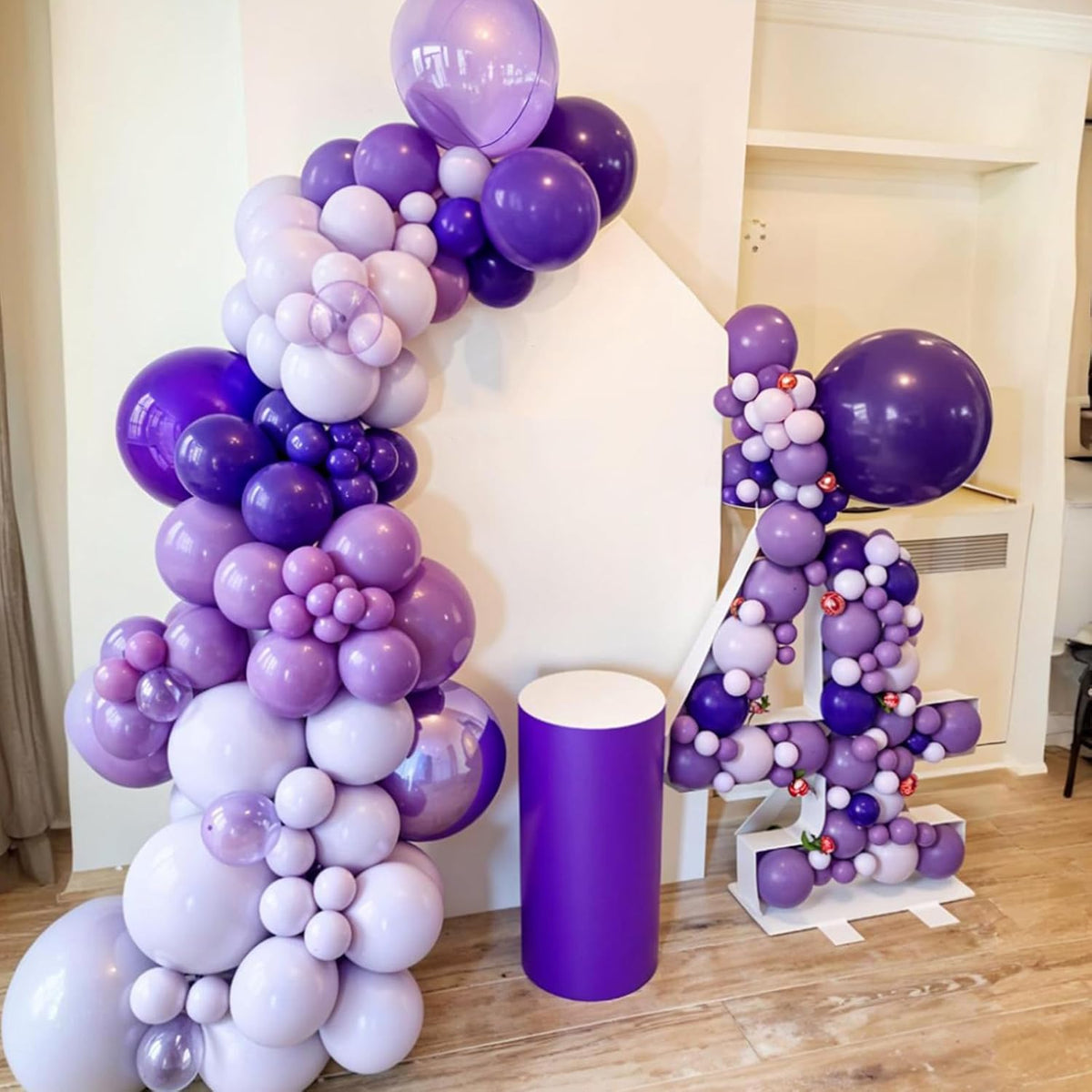 Purple Balloons, 60pcs Metallic Purple Balloons With Matte Macaron Heart Latex Balloon Confetti