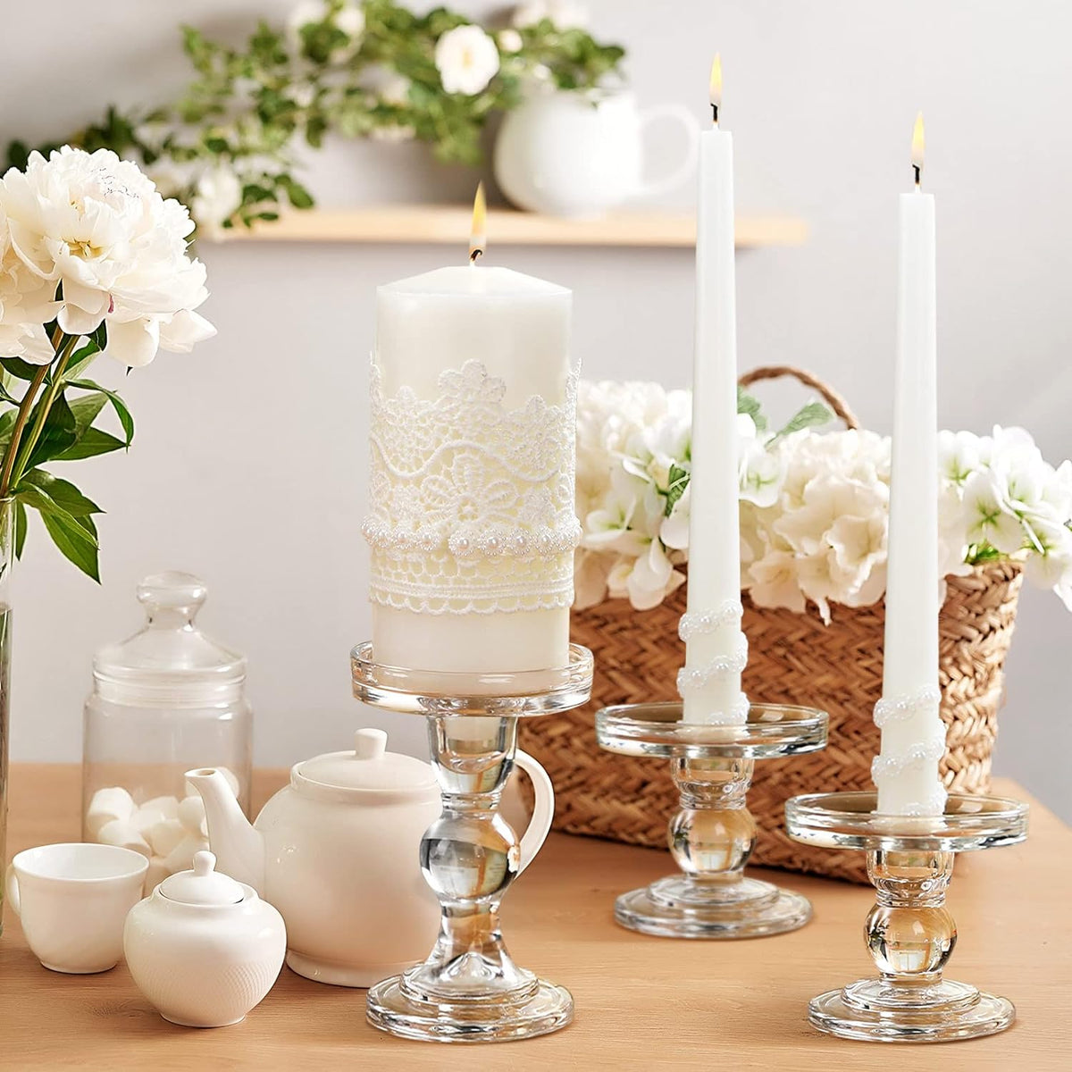 Irenare Unity Candles with Holder for Wedding Ceremony Wedding Decortions Accessories Glass Candle
