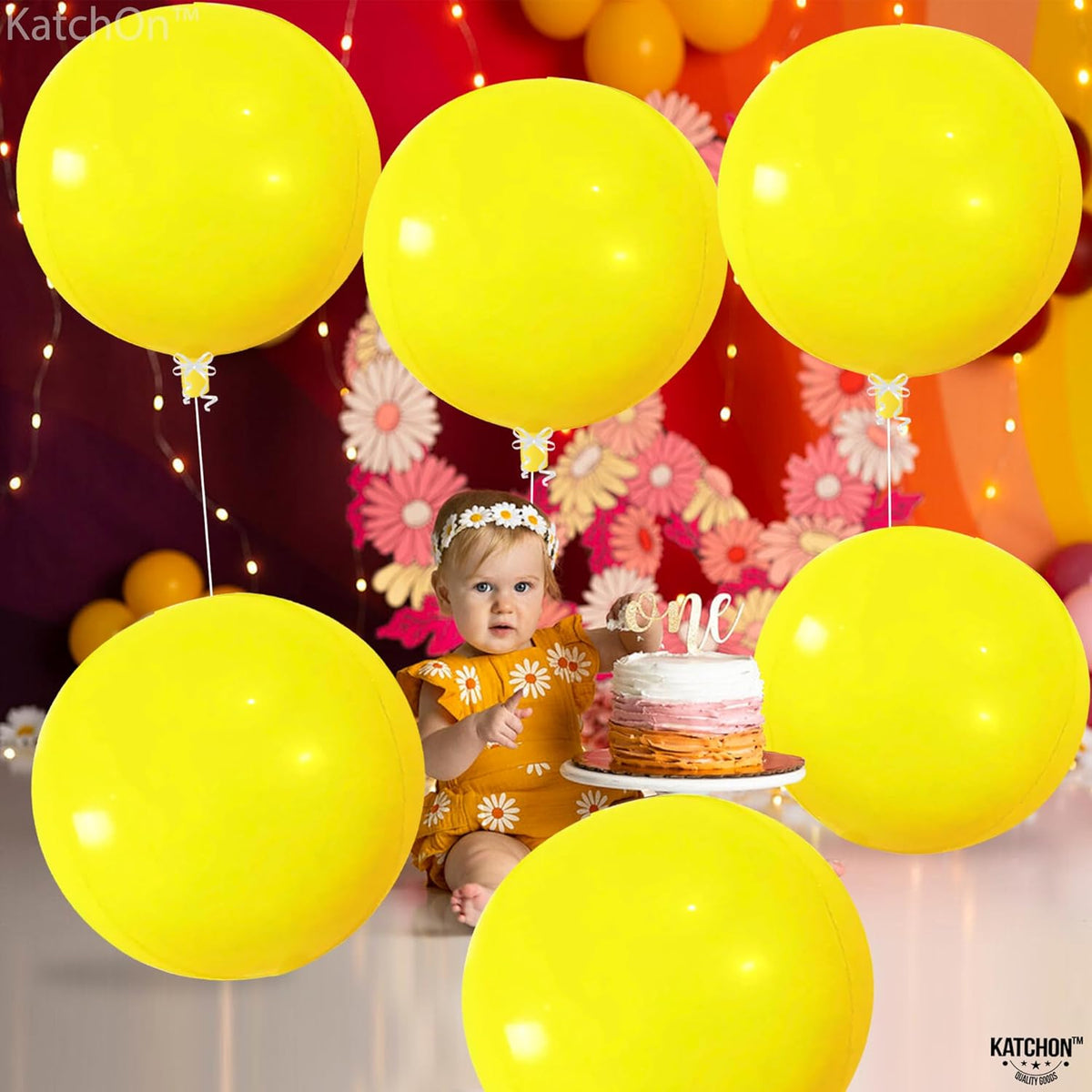 KatchOn Huge Mylar Balloons - 22 Inch, Pack of 6 | Large Yellow Foil Balloons for Sunflower