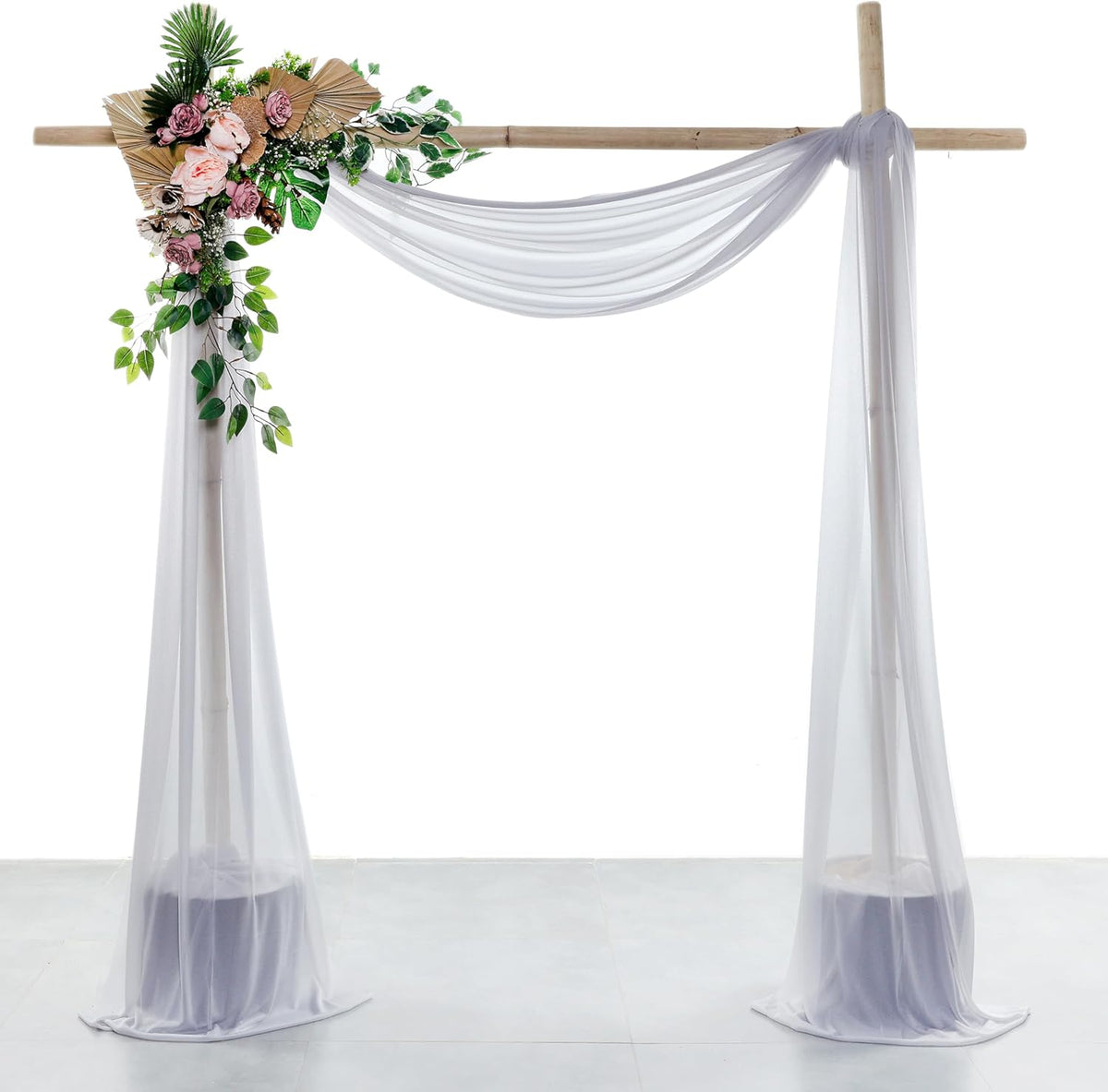 VDS Pack of 3 Panel (30 Inch X 20 Feet) Wedding Arch Draping Fabric Sheer Chiffon Fabric Drapery