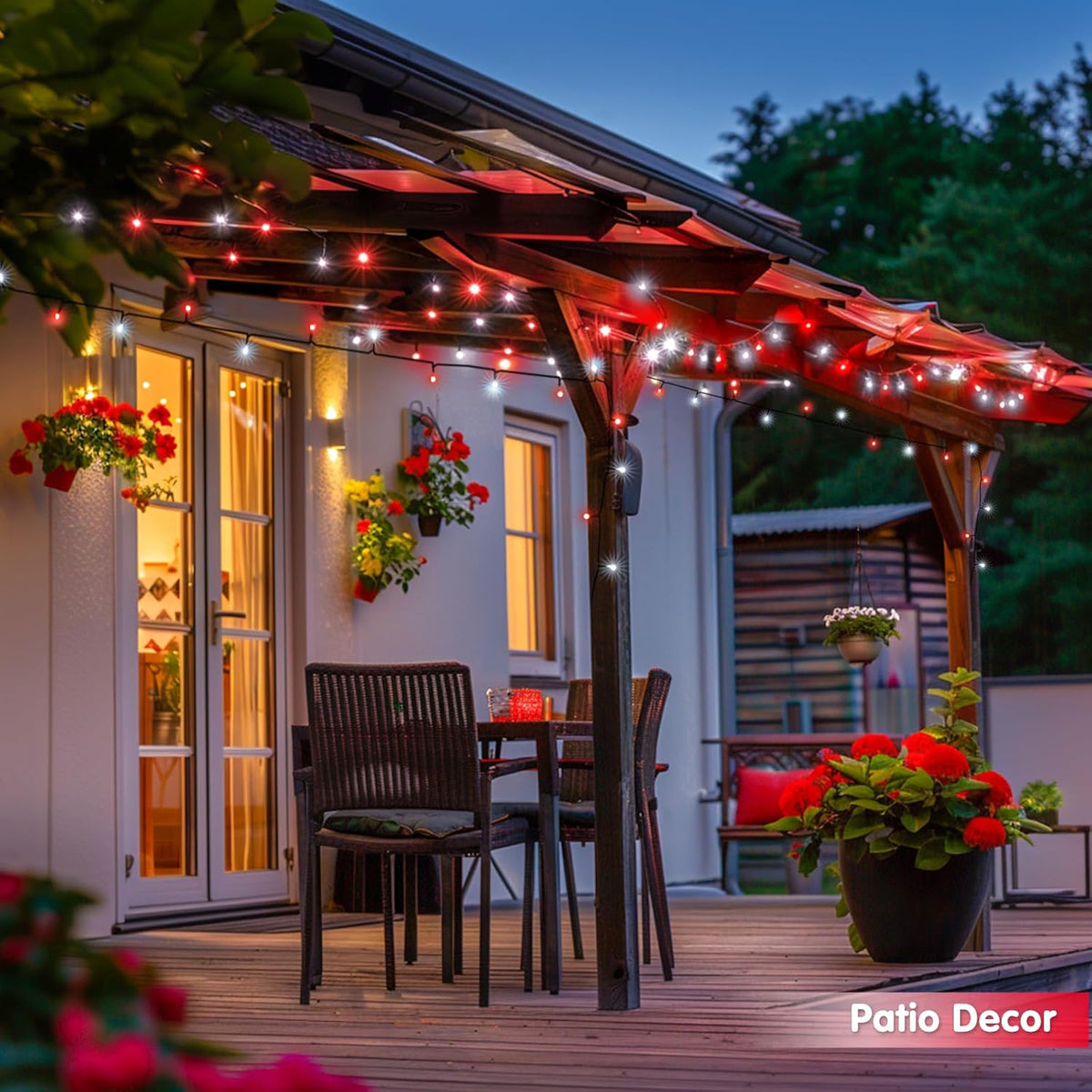 JMEXSUSS 2 Pack Red and White Christmas Lights, Each 100 LED 33ft Solar String Lights Outdoor