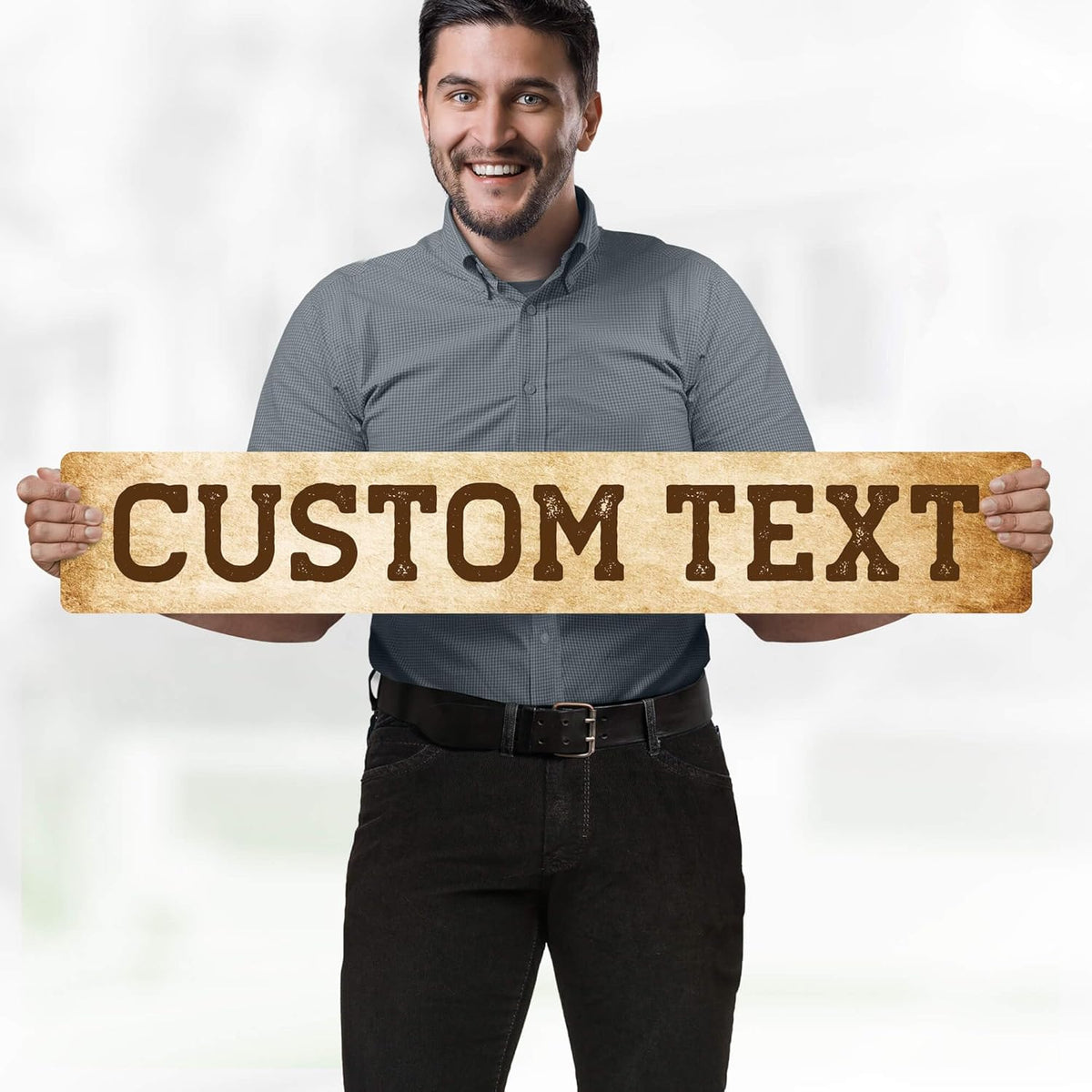 Custom Sign, Custom Street Sign, 11 Font Colors, 13 Font Styles, 4 Hole Options, 22 Sizes, 6x36