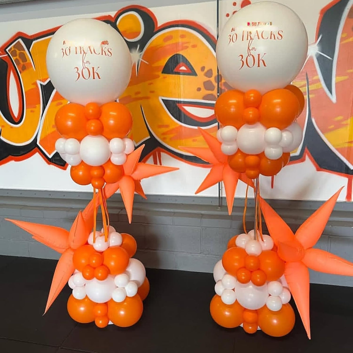Black Orange Star Balloons 12pcs, 27/22 Inch Foil Star Explosion Balloons, Large Spike Mylar Cone