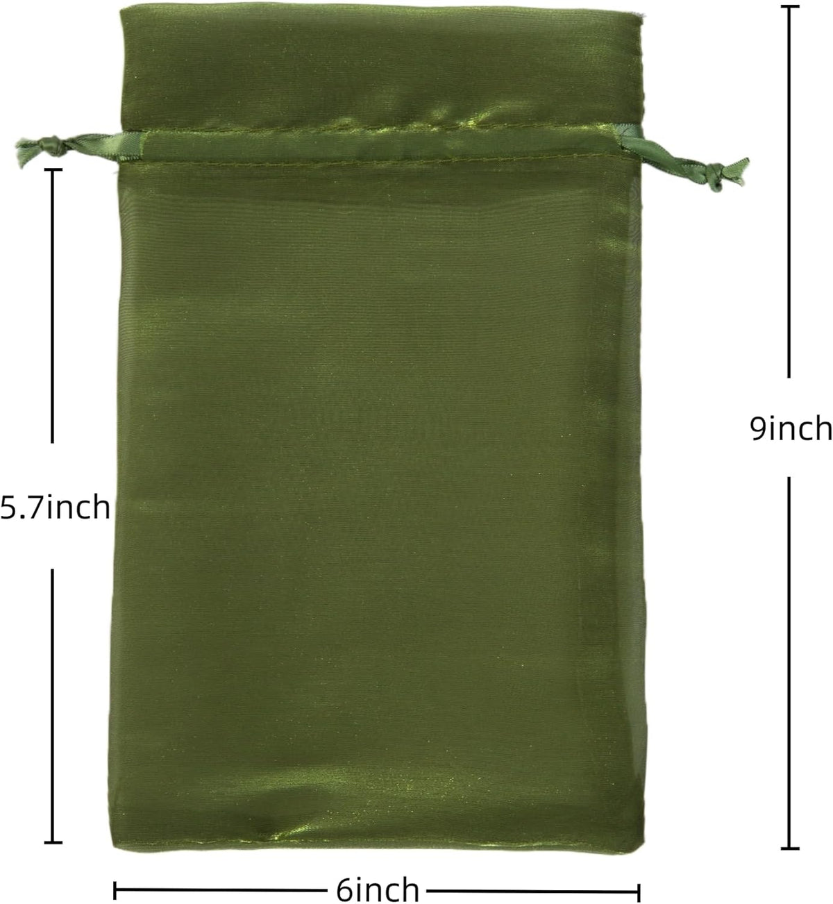 20 Pcs Moss Green Organza Bags 6X9 inch for Wedding Favors with Drawstring, Large Semi Sheer Mesh