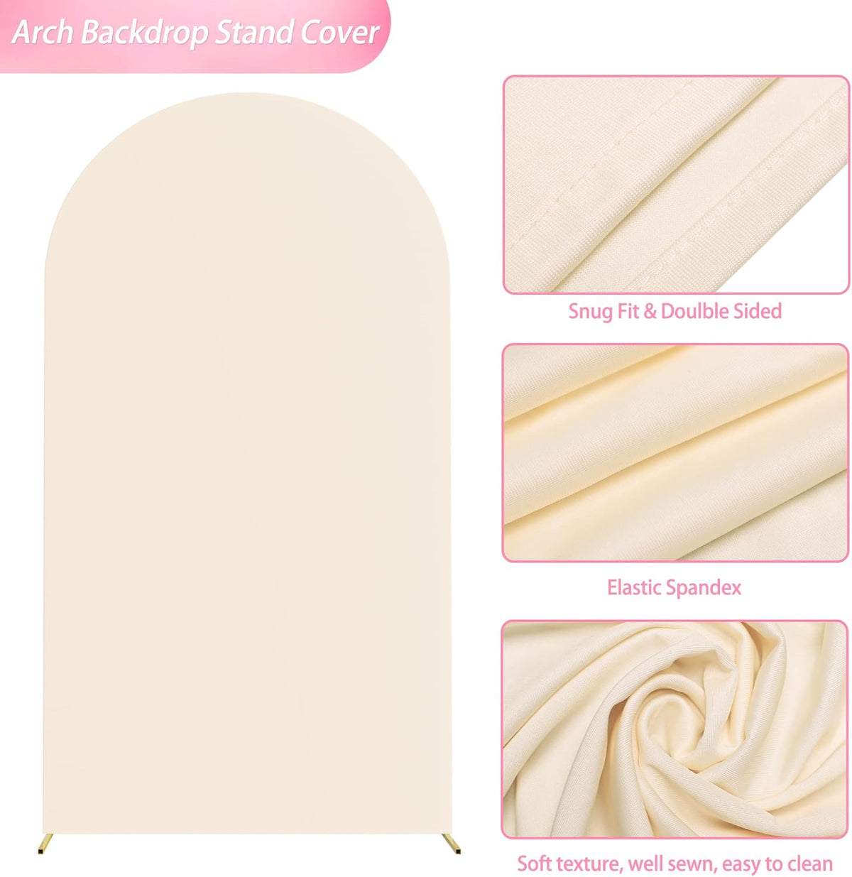 Wokceer 7.2 FT Wedding Arch Backdrop Stand and Arch Cover Metal Arch Stand with Arch Stand Cover