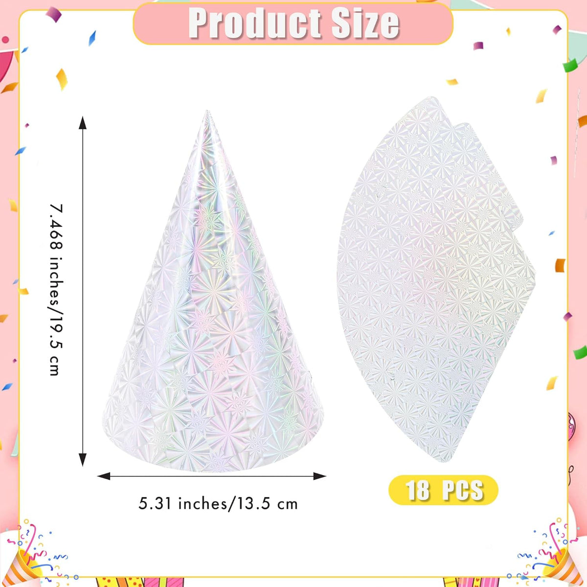 CANREVEL Party Hats for Kids and Adults, Birthday Party Headwear Supplies, Cone Hats Bulk for Girls