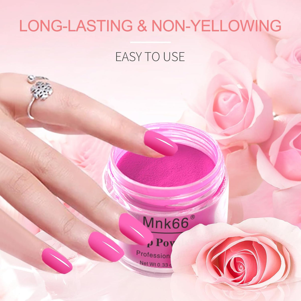 6 Colors Dip Powder Set, Pink Glitter Christmas Dipping Powder Color Set, Glossy Nail Art Manicure