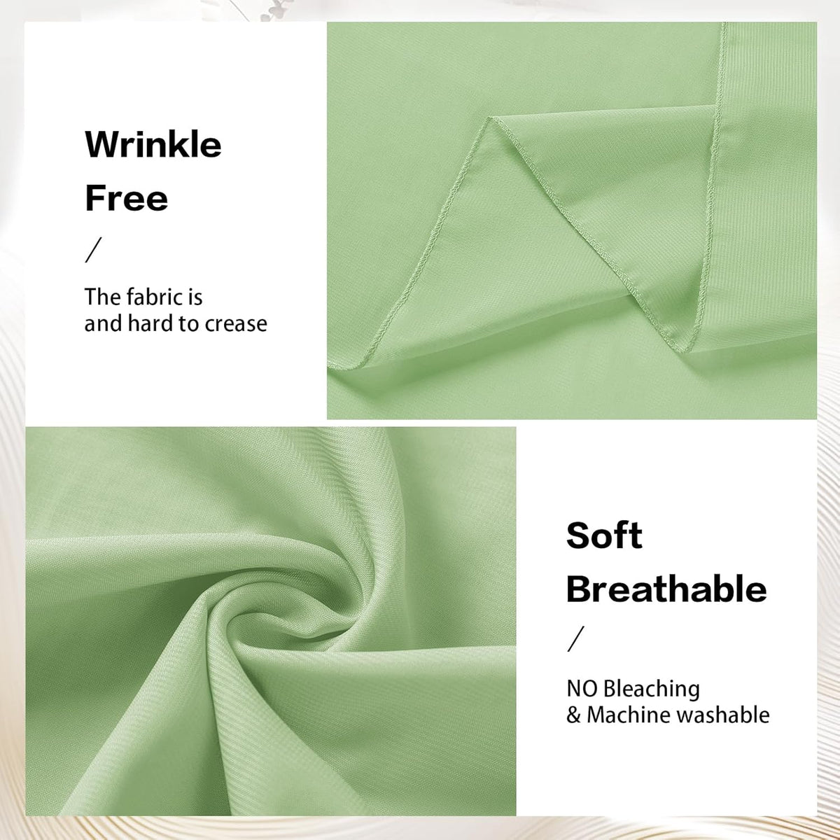 VOK Sage Green Wedding Arch Draping Fabric 29in x 18Ft 4 Panels Sheer Chiffon Curtain Drapes Extra