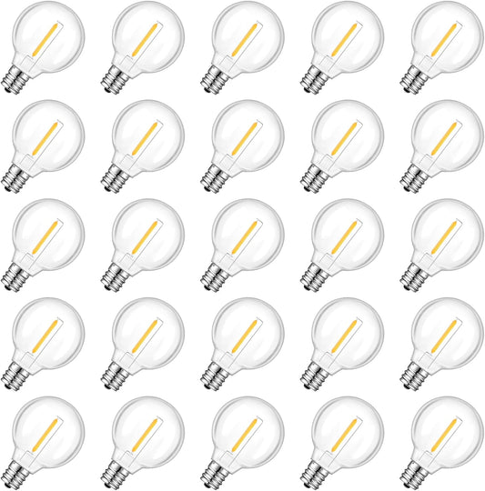 25 Pack Dimmable G40 Led Replacement Light Bulbs, E12 Screw Base Waterproof LED Globe Bulbs Light