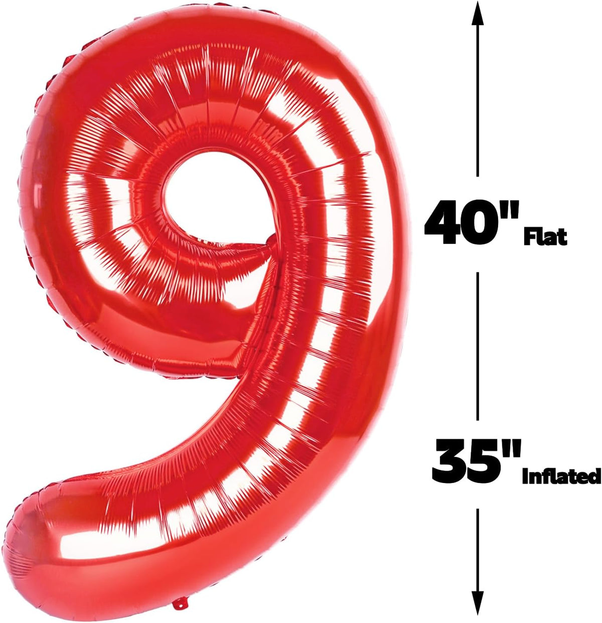 40 Inch Big Red 9 Balloon Number, Jumbo Giant Happy 9th 19 29 39 49 99 Birthday Party Decorations