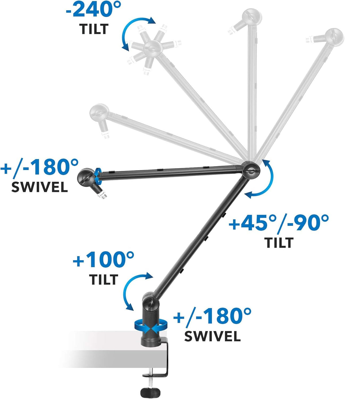 MOUNT-IT! Adjustable Microphone Boom Arm [3/8?™â€?to 5/8?™â€?Screw Adapter] Suspension Scissor Mic
