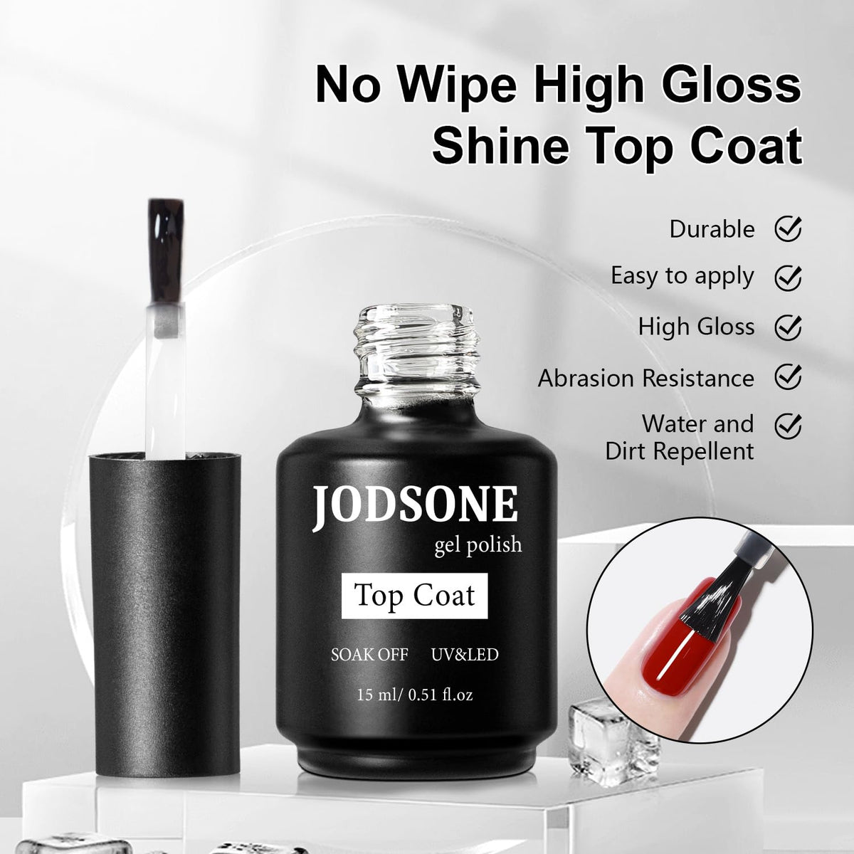 JODSONE 4 Bottles of 15ML Nail Primer Base Coat Top Coat and Builder Gel Which Helps Better Fit the