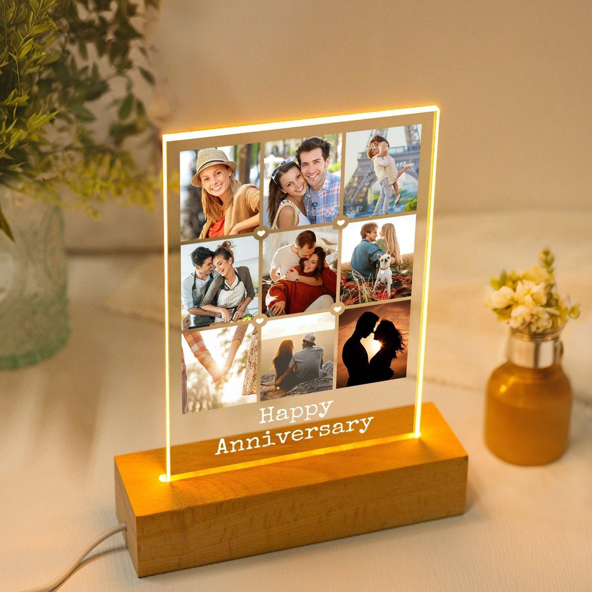Personalized Anniversary Couple Gifts for Women and Men, Custom Picture Frames with Photo