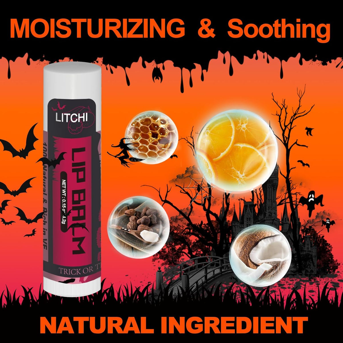 Yopela 76 Pack Halloween Natural Lip Balm Bulk with Vitamin E and Coconut Oil Lip Care Set