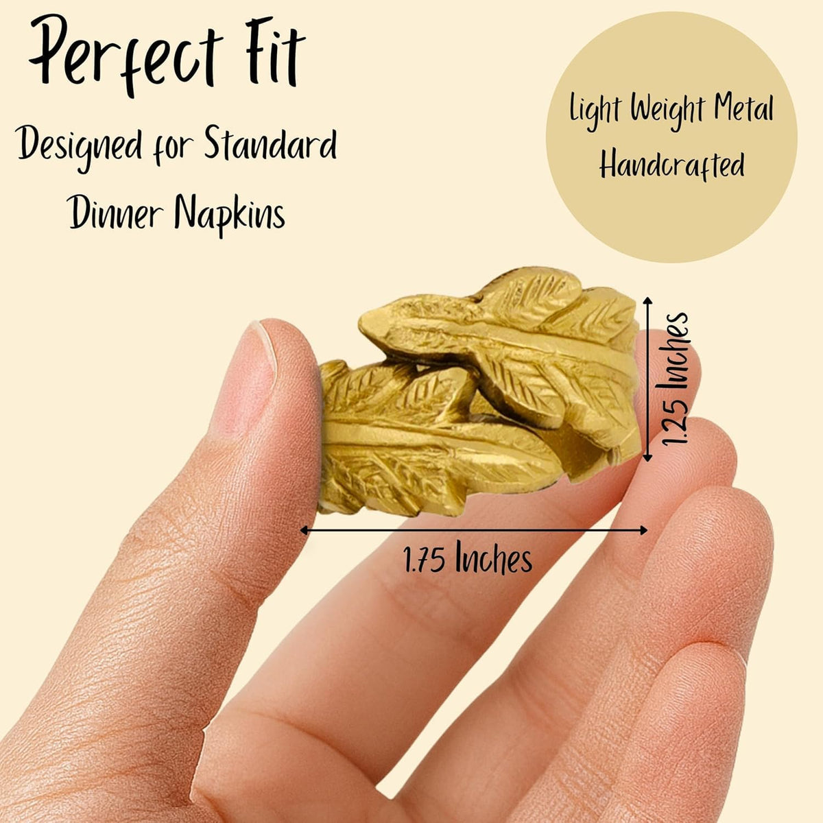 Gold Leaf Napkin Rings Set of 12 - Round Metal Napkin Holders for Dining Table Settings - Elegant