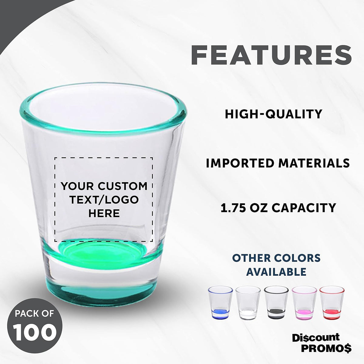 Custom Shot Glasses 1.75 oz. Set of 100, Personalized Bulk Pack - Great for Wedding Favors