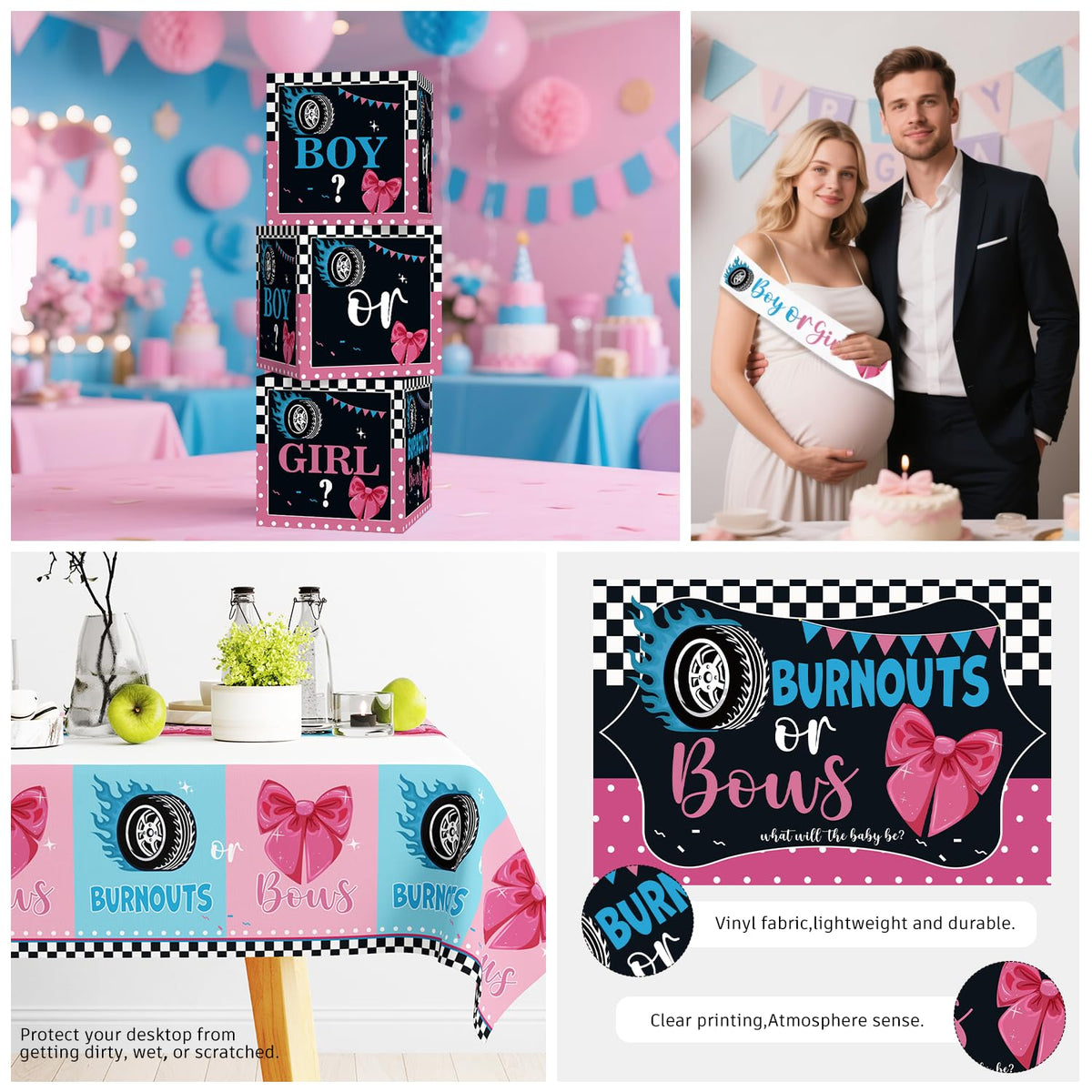 Cocomigo Burnouts or Bows Gender Reveal Decorations for 25 Guests,