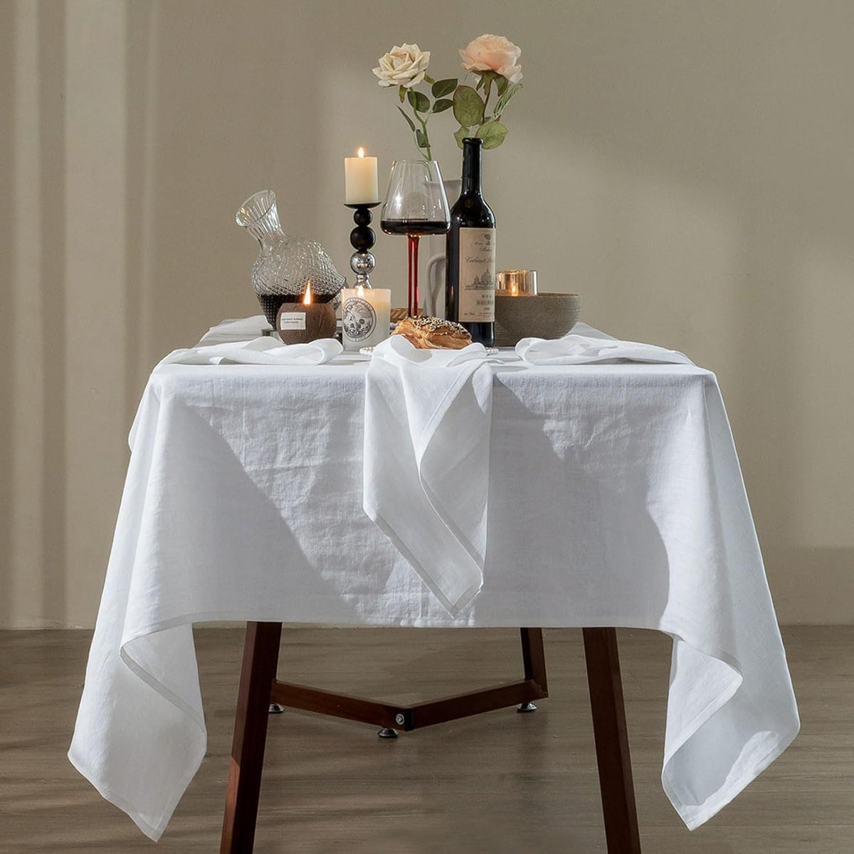 Talasily Linen Tablecloth 100% Pure Linen Table Cloth 60x120 Inches Rectangle Tablecloths Washable