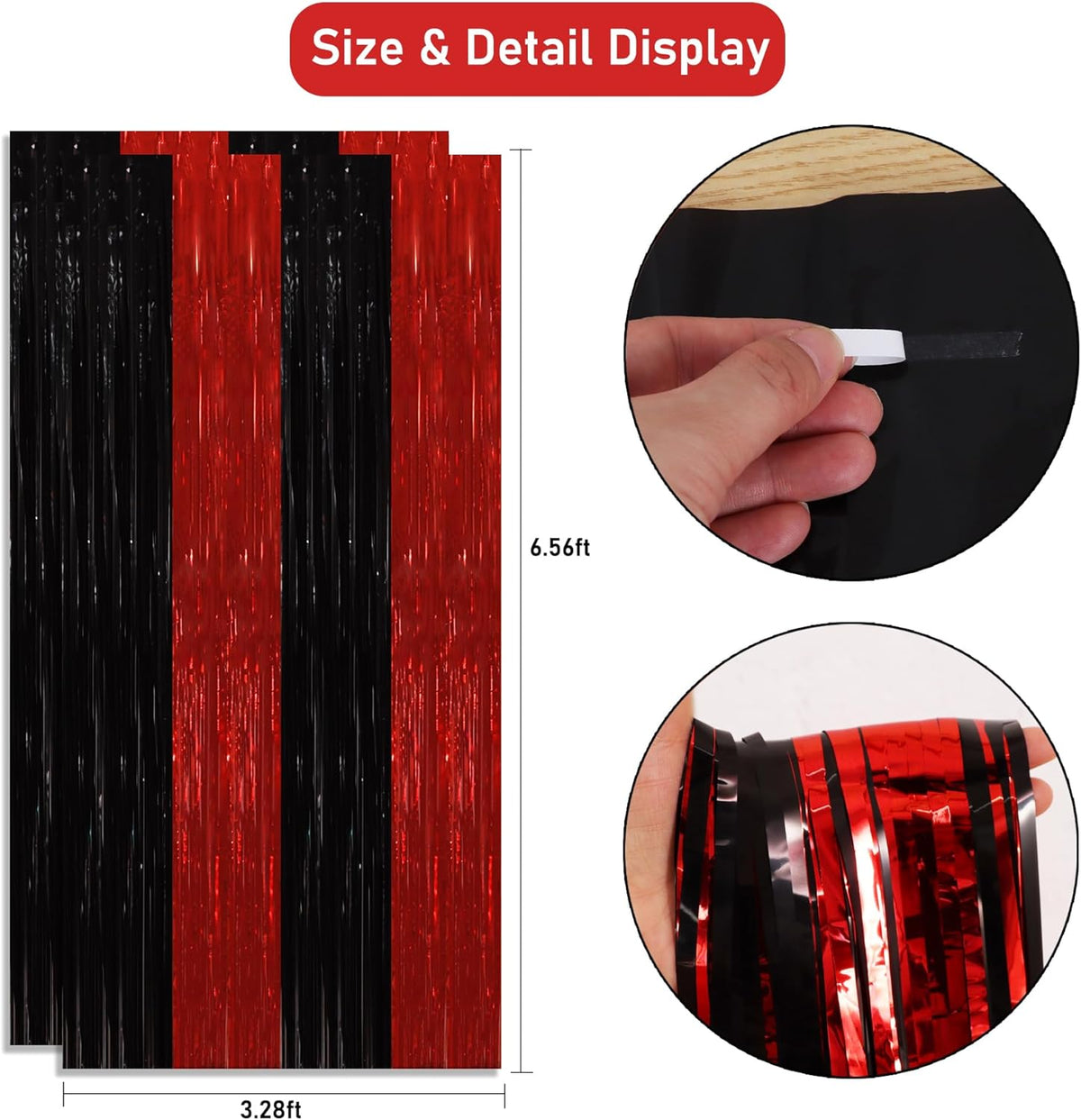 TONIFUL 2Pcs Black Red Door Streamers,Green Photo Booth Backdrop,Metallic Streamers Green Foil