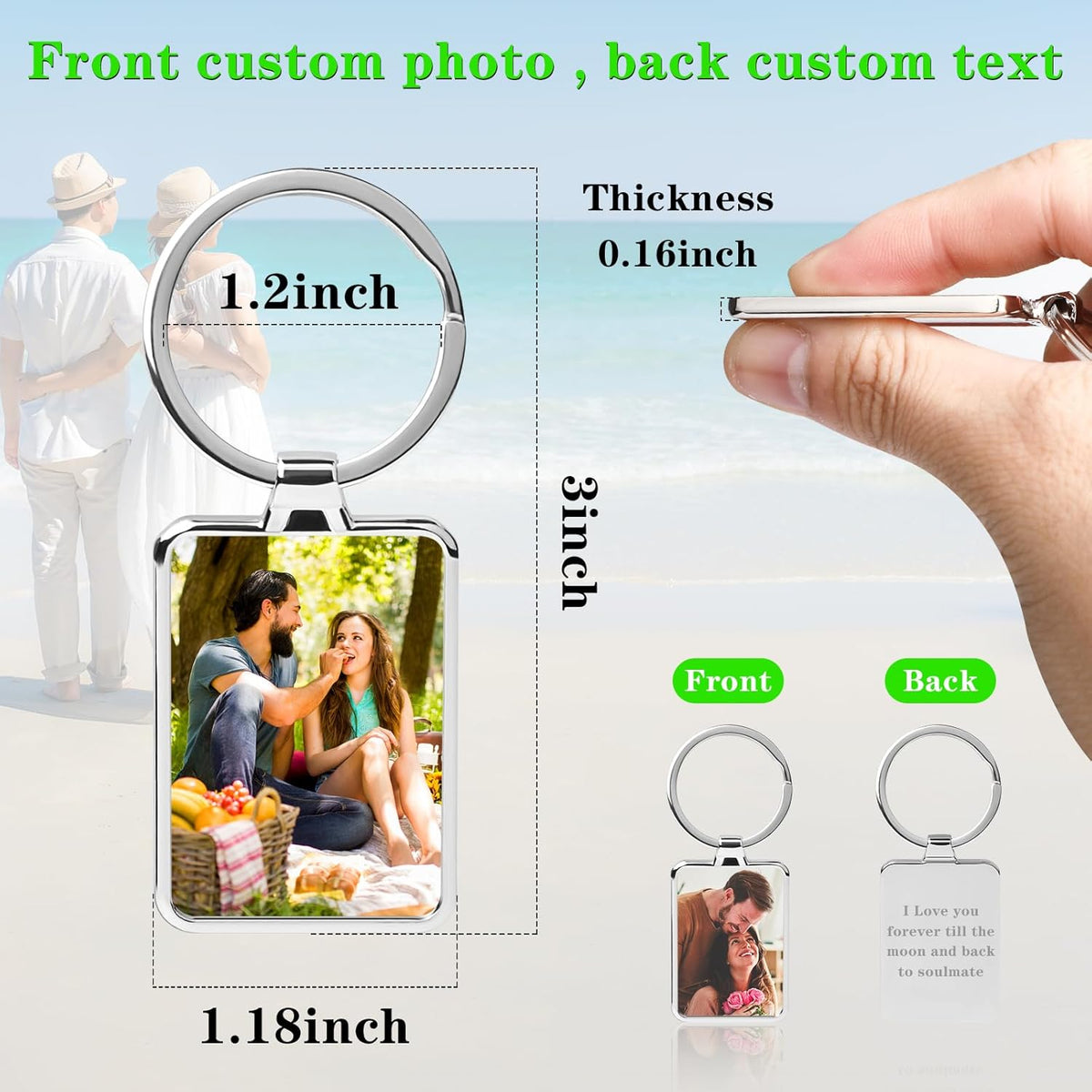 Double Side Custom Keychain with Picture Personalized Engraving Photo Text Customized Gifts for Men