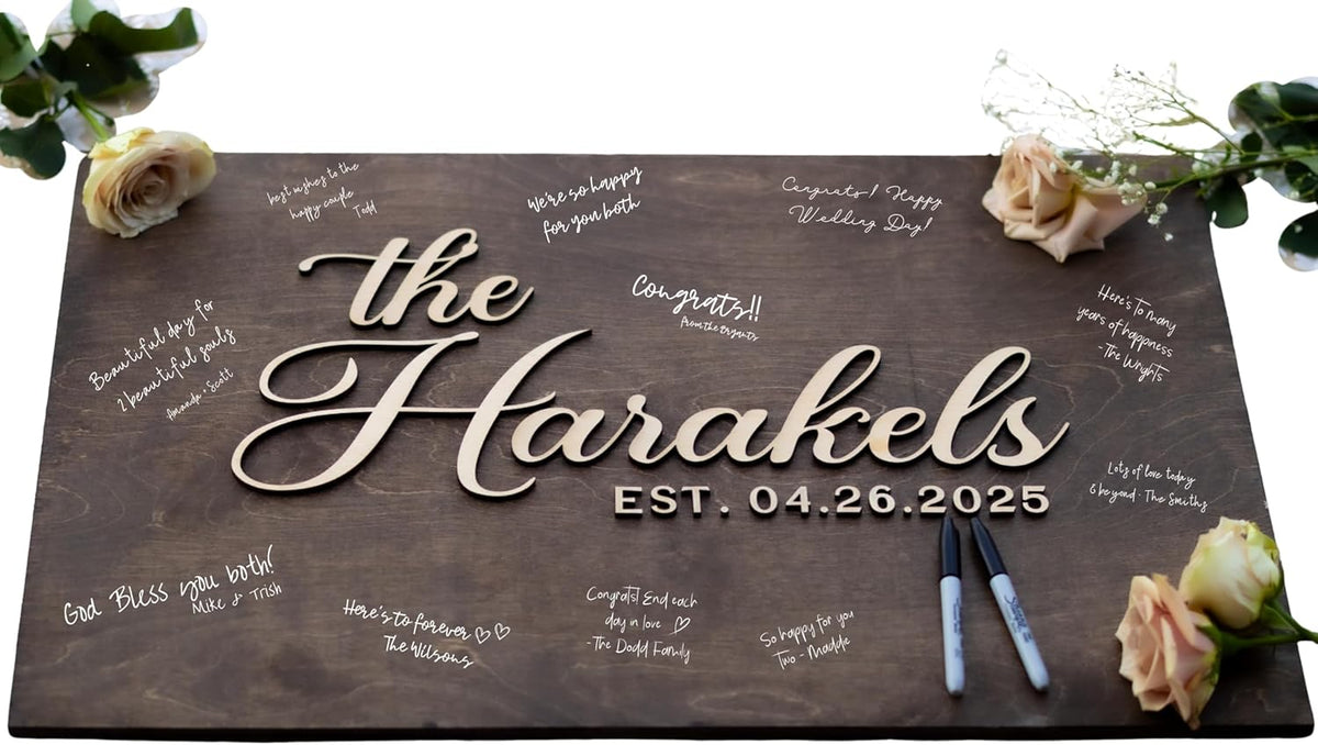Personalized Last Name Guest Book, Unique Guest Book Sign, Custom Alternative Guest Book, Wooden