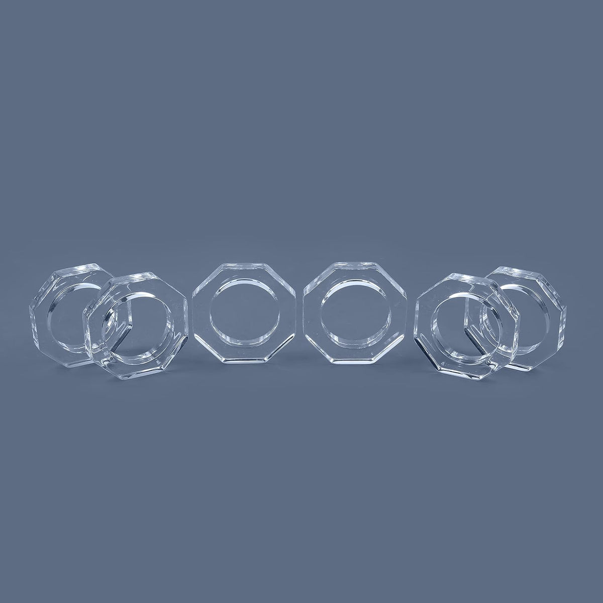 Acrylic Napkin Rings Set of 8 - Octagon Transparent Design for Christmas, Thanksgiving, Holiday