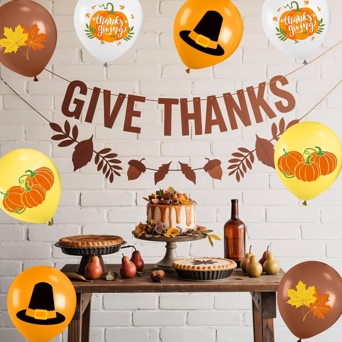 Thanksgiving Balloons, 12 Inch Orange Coffee Brown Yellow White Pumpkin Fall Maple Balloons for Boy