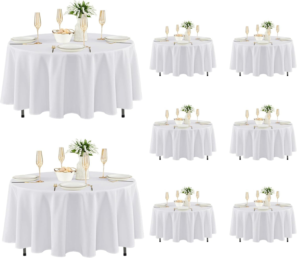 Fitable 8 Pack Round Tablecloths: Stain Resistant Wrinkle Free Circle Table Clothes, Washable