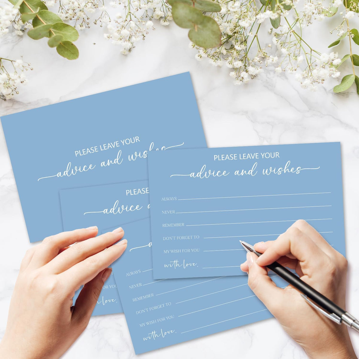 Bule Advice and Wishes Card, Advice Cards for The Bride and Groom, Bridal Shower,Wedding or Baby