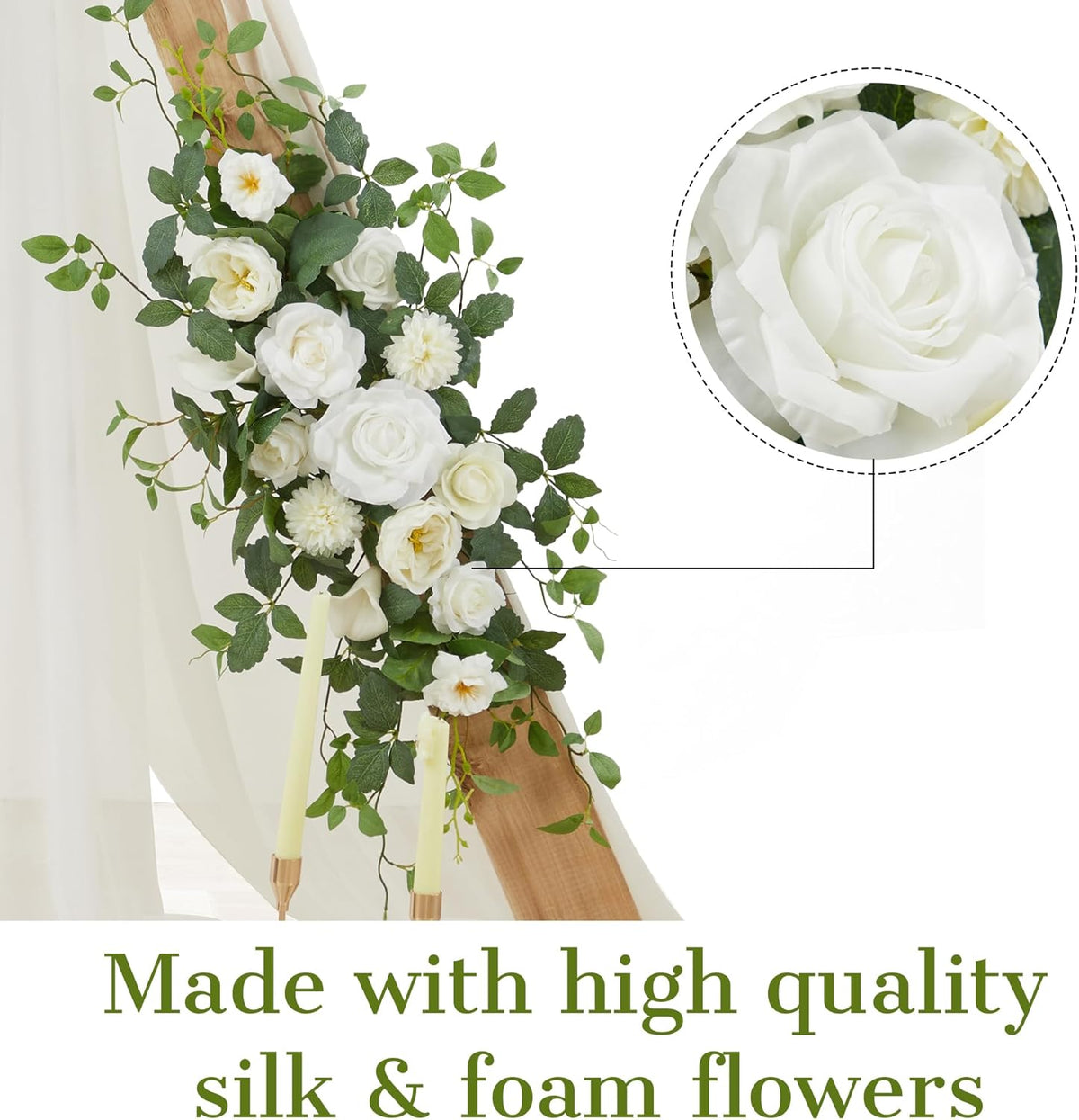 Arch Flower Kit of 2 - Artificial Floral Swag for Wedding Welcome Sign, Reception Ceremony Signs