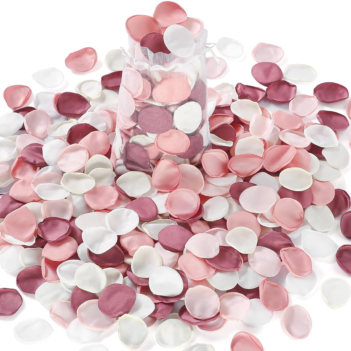 Alecono 𝟲𝟬𝟬𝙋𝙘𝙨 Silk Rose Petals, Pink Petals for Wedding Proposal Flower Girl Baket, Fake