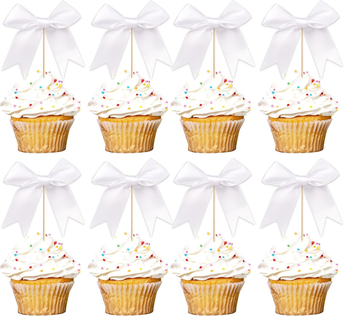 24 PCS Bow Cupcake Toppers Bowknot Cake Toppers Bow Cupcake Picks Bowknot Birthday Party