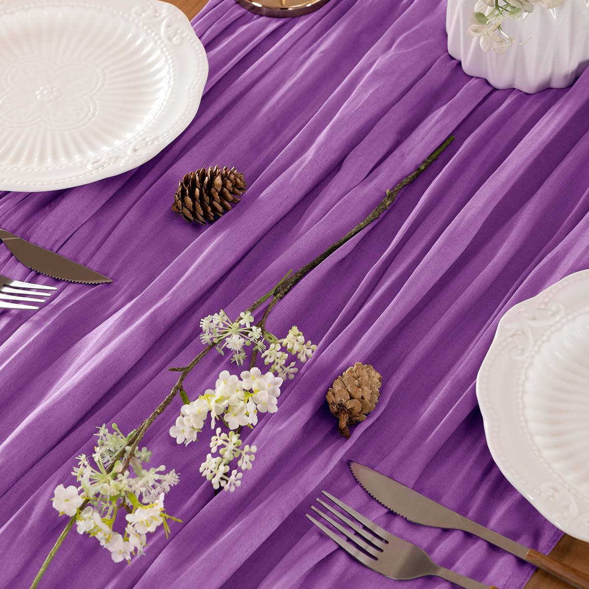 Purple Table Runner Cheesecloth Table Runner 10FT Farmhouse Table Runners 120 Inches Fall Table