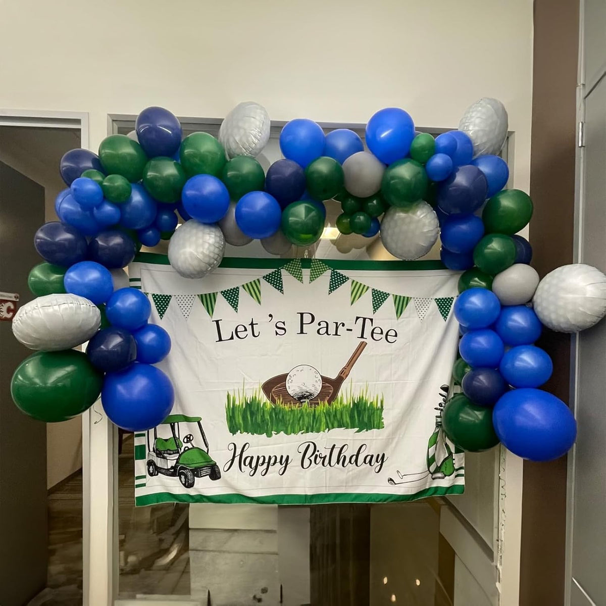Balloons Green and Blue, 60Pcs 12 Inch Navy Blue Green White Latex Party Balloons for Kids