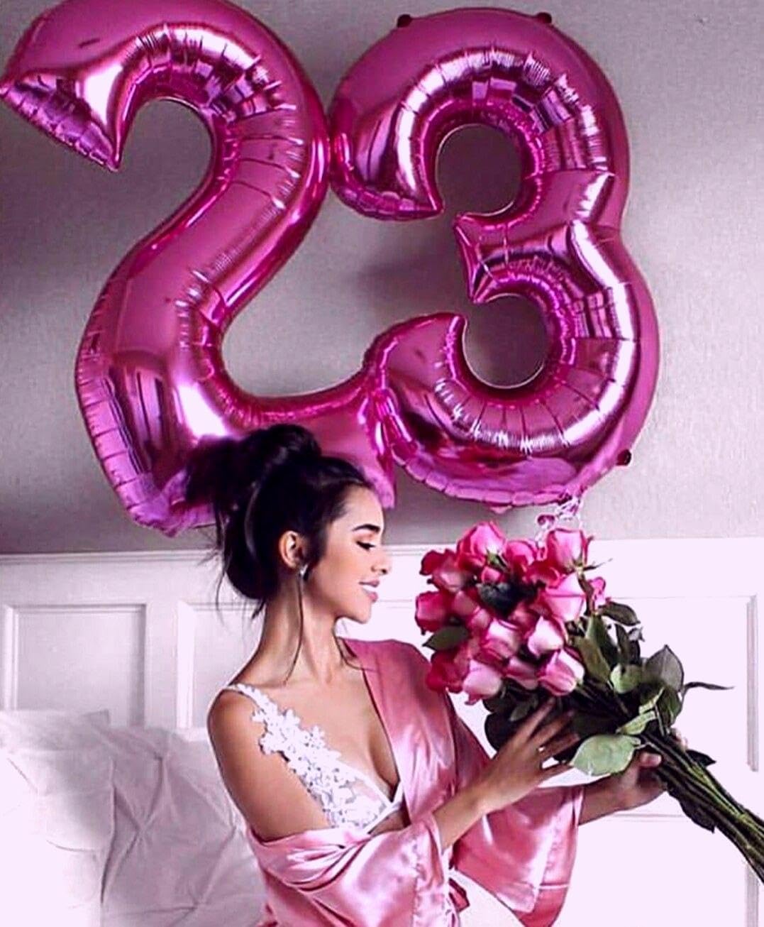 Rosy Purple 40 Inch Big Number Balloon Birthday Decoration, Number 2 Helium Balloon 12 20 22 23 24