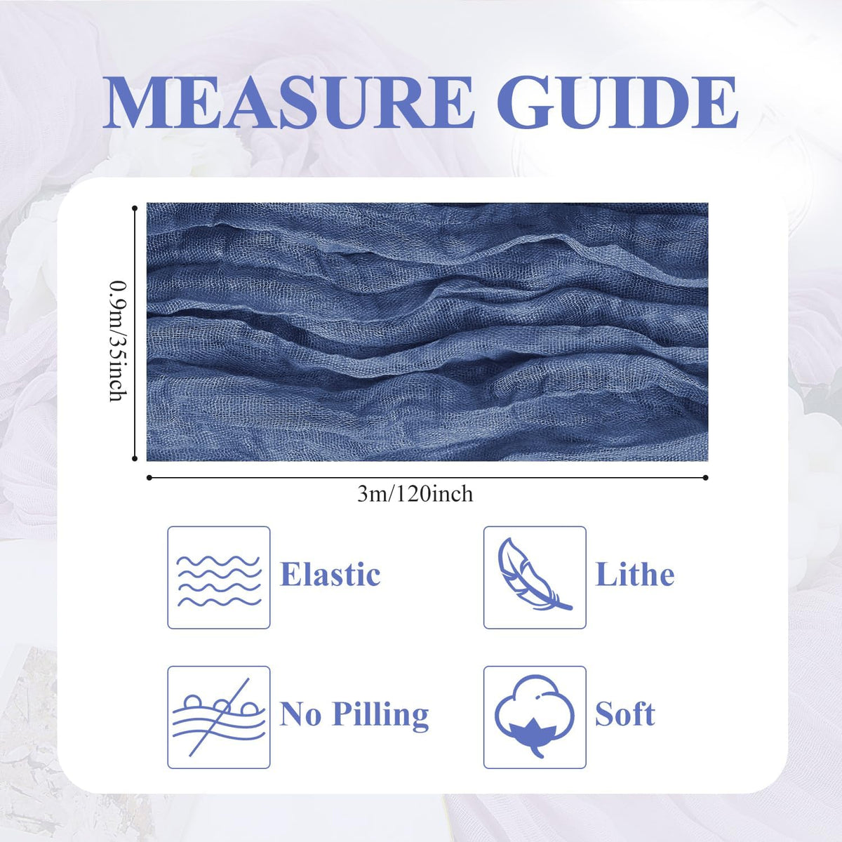 Asee'm 3pcs Cheesecloth Table Runner 120 Inches Long Blue Boho Gauze Cheese Cloth Runner 10FT