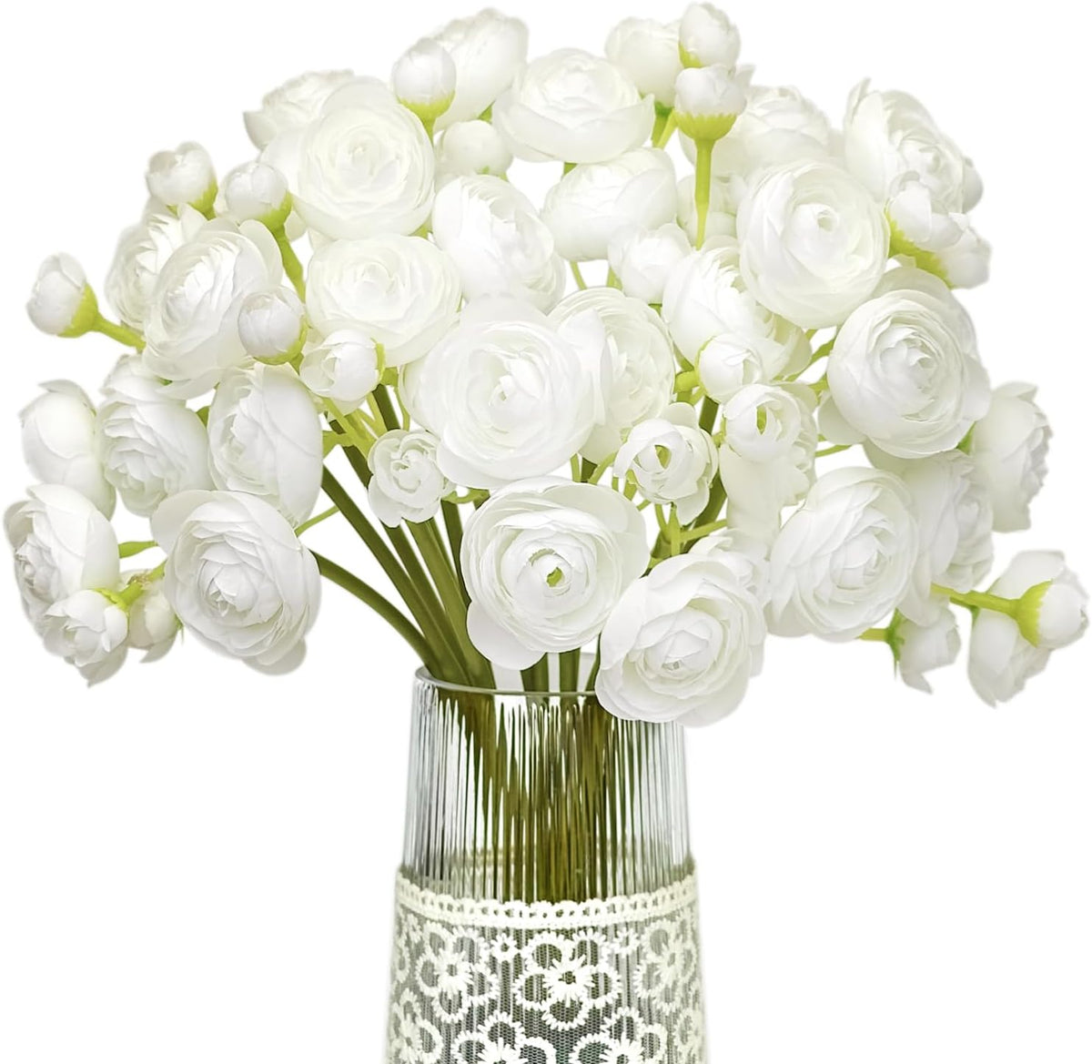 Letjolt Ranunculus Artificial Flower White Silk Flowers Faux DIY Bouquet for Wedding Engagement