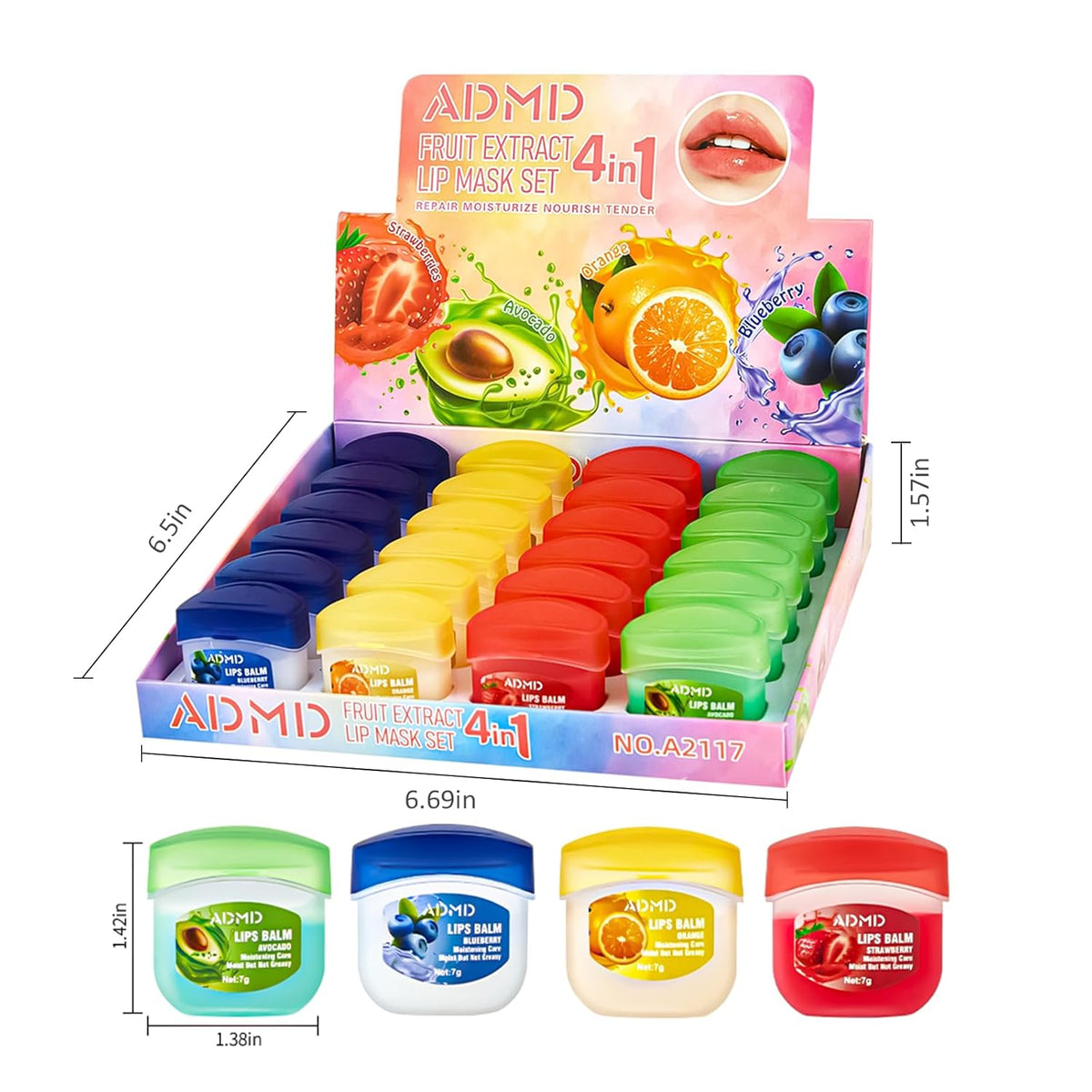 Lip Moisturizing Set, Lipstick, 24 Nourishing And Lip Balm Fruit Flavor Sets, Suitable For Dry
