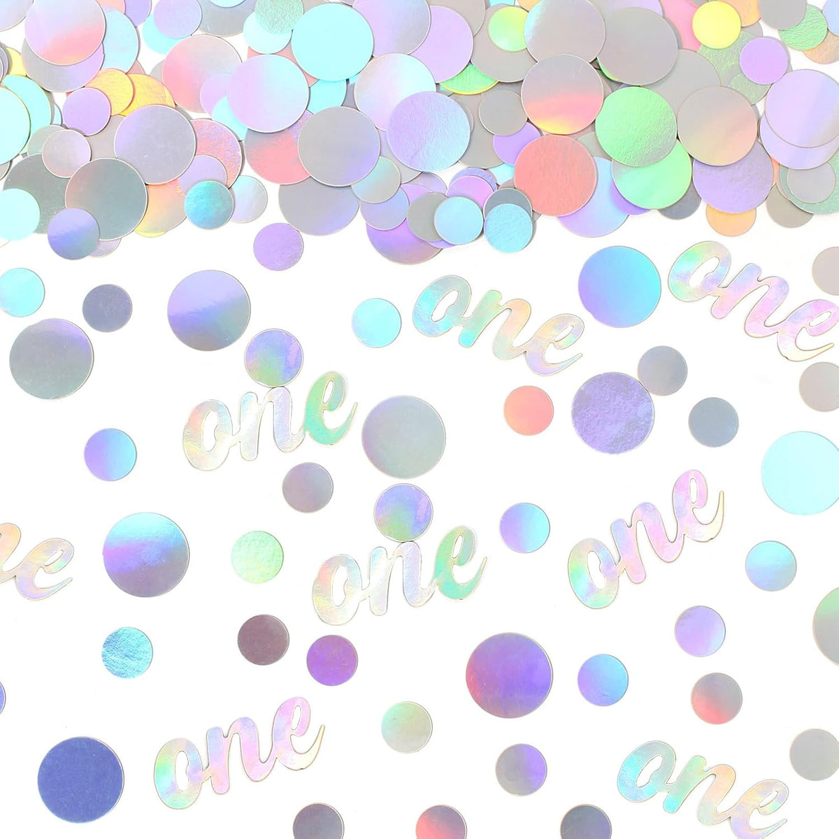 One Birthday Confetti Iridescent Baby First Birthday Decorations Circle Table Scatter Baby Shower